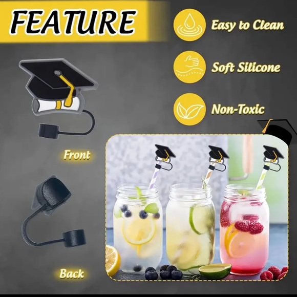 Straw Topper for Grads, NEW, Black, 10mm Straws - Picture 8 of 9